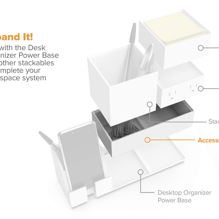 Bostitch Office Konnect Desk Organizer Accessory Tray, Wide, Stacks for Desktop Storage, White