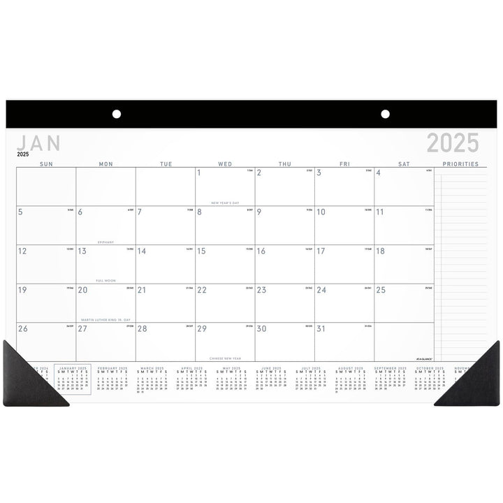 AT-A-GLANCE 2025 Desk Calendar, Monthly, Desk Pad, 18" x 11", Compact, Contemporary (SK14X0025) 2025 Edition Desk Calendar Compact