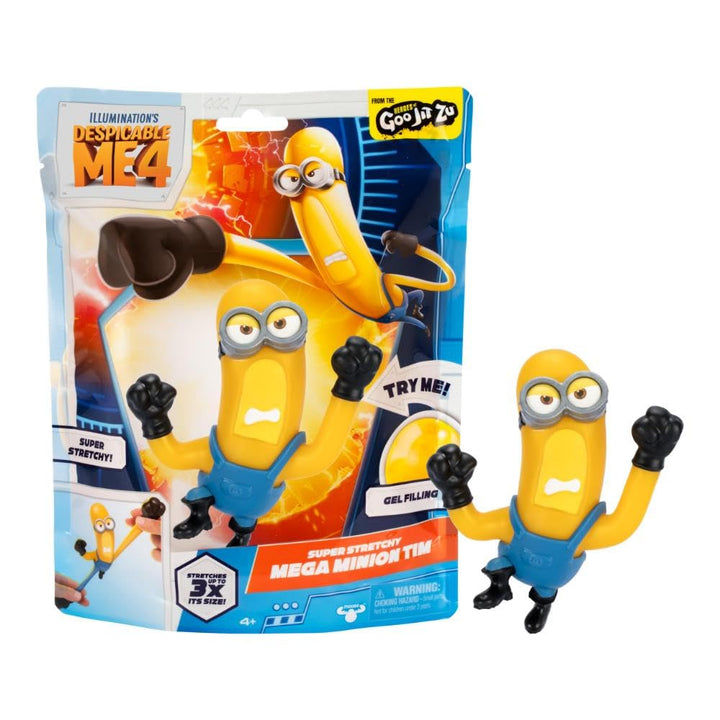 Minions Despicable ME 4 Super Stretchy Mega Tim | Heroes of Goo JIT Zu Action Figure Toys | Unique Gel Filling | Stretch him up to 3 Times his Size