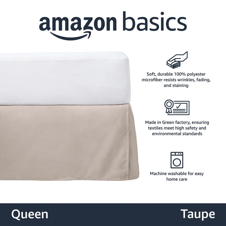 Basics Lightweight Pleated Bed Skirt, Queen, Taupe