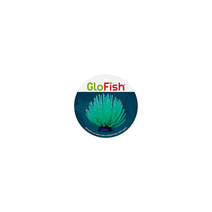 GloFish Anemone Ornament, Detailed Aquarium Ornament, Large Green, Creates A Glowing Effect