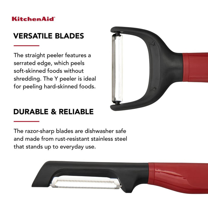 KitchenAid Universal Y and Euro Peeler Set, 8.7-Inch, Empire Red 2 Piece Peeler Set