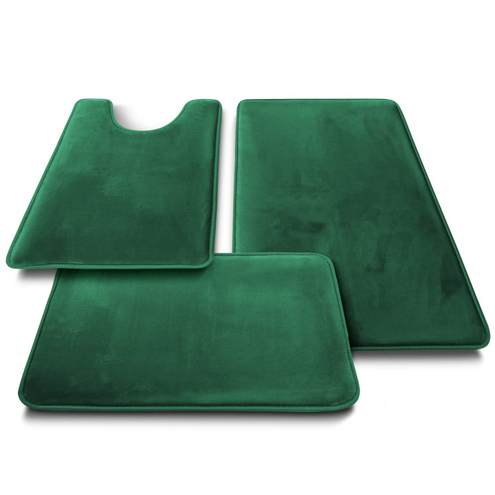 Clara Clark 2 Piece Bathroom Rugs Bath Mat Set, Velvet Memory Foam Bath Mats for Bathroom - Non-Slip, PVC Backing Bath Rugs, Washable Bathroom Rug Mats - Dries Quickly, Bathroom Rug Set - Hunter Green Solid 2 Piece Set