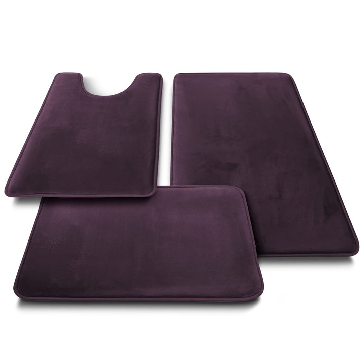 Clara Clark 3 Piece Bathroom Rugs Bath Mat Set, Velvet Memory Foam Bath Mats for Bathroom - Non-Slip, PVC Backing Bath Rugs, Washable Bathroom Rug Mats - Dries Quickly, Lavender Bathroom Rug Set Solid 3 Piece Set Lavender Dream