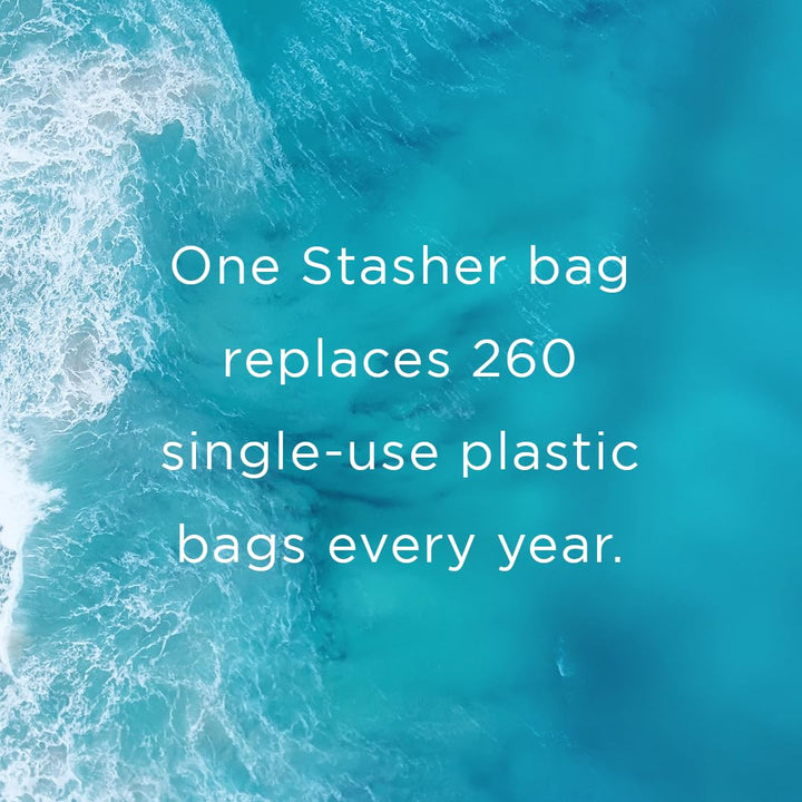 Stasher Reusable Silicone Storage Bag, Food Storage Container, Microwave and Dishwasher Safe, Leak-free, 4-Pack Storage Starter, Endangered Seas