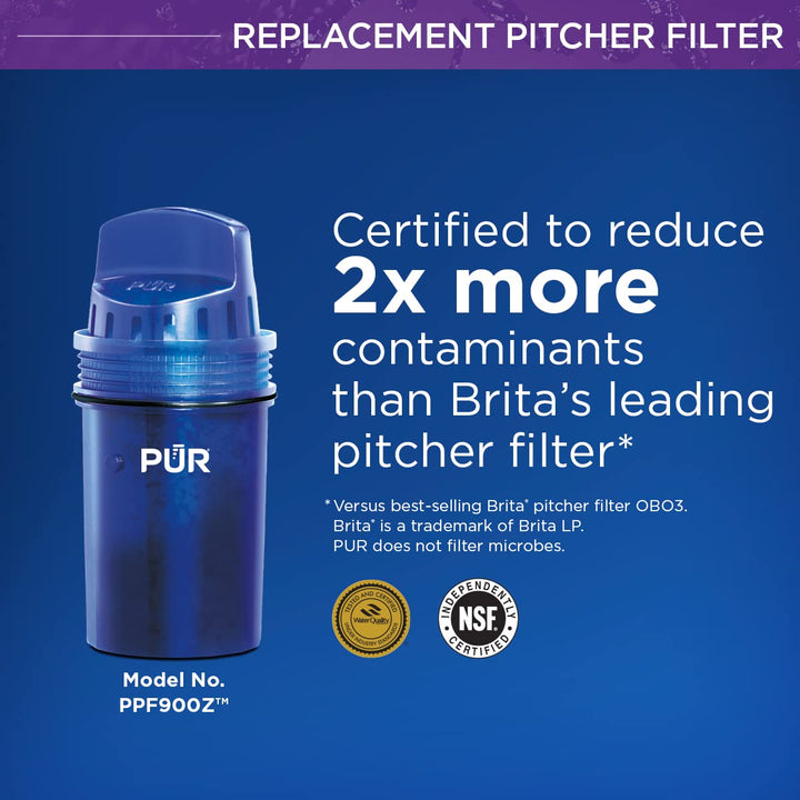 PUR Water Pitcher Bundle with Replacement Filters (Pack of 4) and PUR Plus 7 Cup Pitcher 4 PACK Filter + Filtration System, White