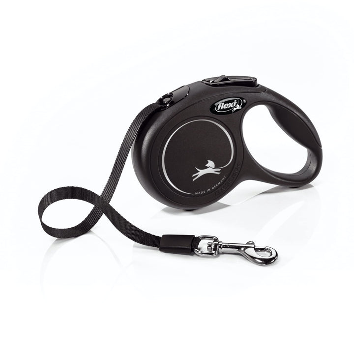 FLEXI New Classic Retractable Dog Leash (Tape), 10 ft, Extra Small, Black Extra Small - 10 ft