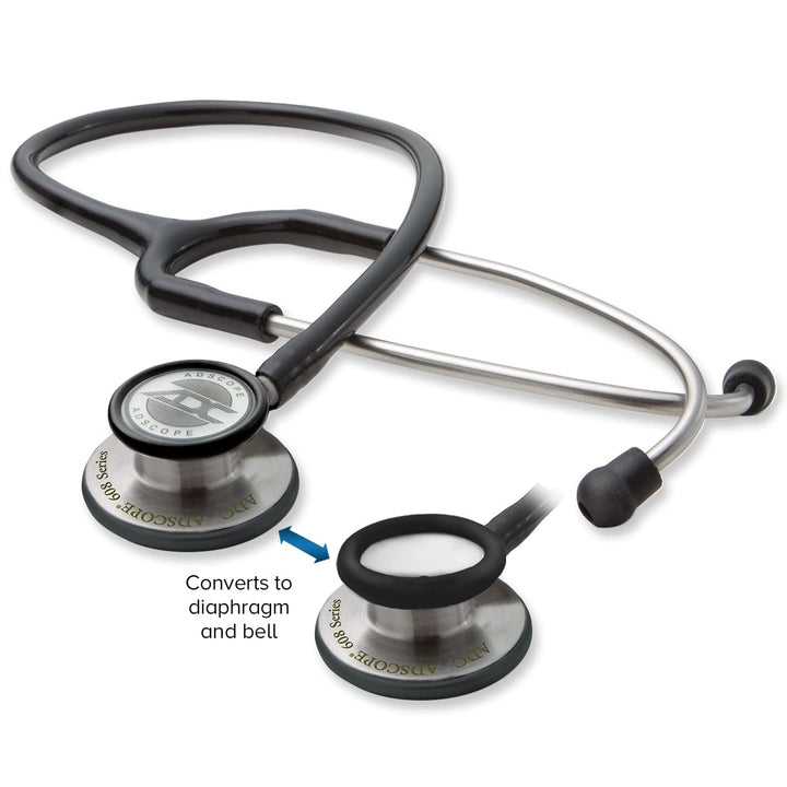 ADC Adscope 608 Premium Convertible Clinician Stethoscope with Tunable AFD Technology, For Adult and Pediatric Patients, Rose Gold/White Rose Gold with White Tubing