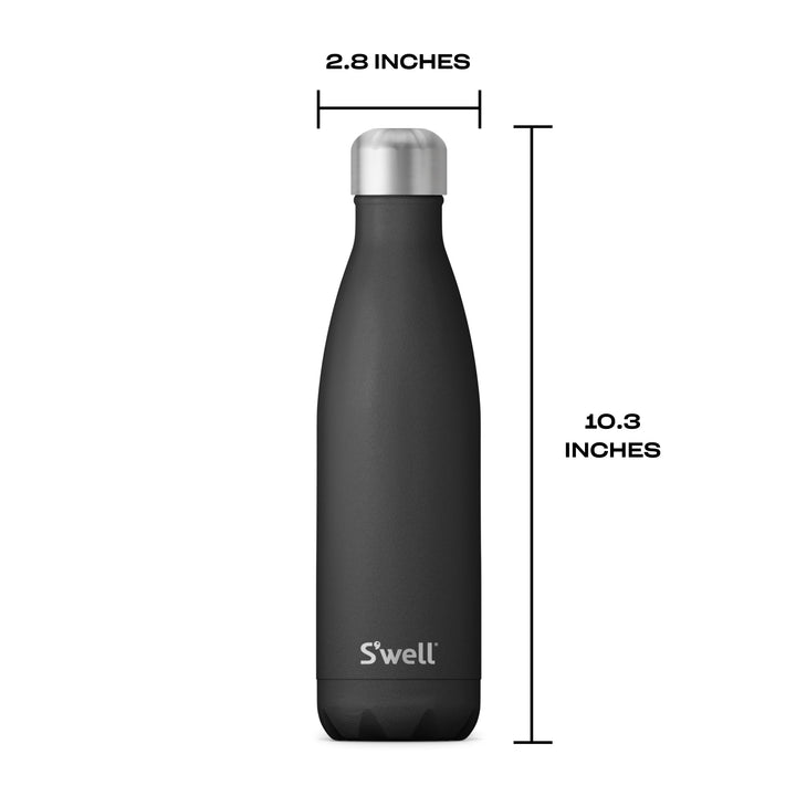 S'well Stainless Steel Water Bottle, 17oz, Onyx, Triple Layered Vacuum-Insulated Containers Keeps Drinks Cold for 36 Hours and Hot for 18, BPA Free, Perfect for On the Go 17 oz