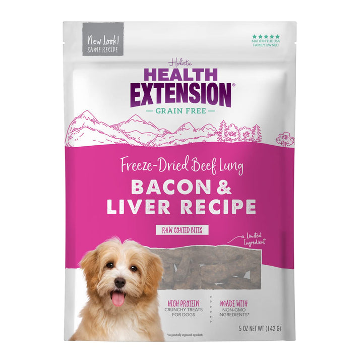 Health Extension Freeze Dried Dog Treat, Gluten & Grain-Free, Puppy Training Treats, Bacon and Liver (5 Oz / 142 g) Bacon & Liver