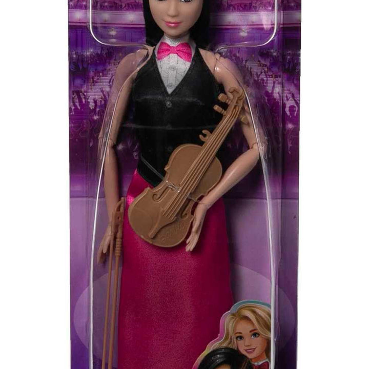 Barbie Careers Fashion Doll & Accessories, Violinist Musician Wearing Removable Performance Outfit with Violin & Bow