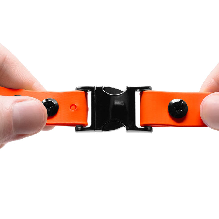 Educator Quick Snap Bungee Dog Collar, Biothane, Waterproof, Odorproof, Easy Connect and Disconnect Clasp and D Ring with Comfort Bungee Loop, Adjustable for Custom Fit, 1-Inch, Orange