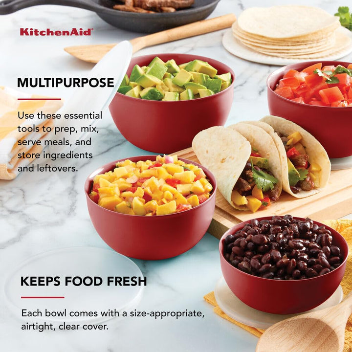 KitchenAid Prep Bowls with Lids, Set of 4, Empire Red 2