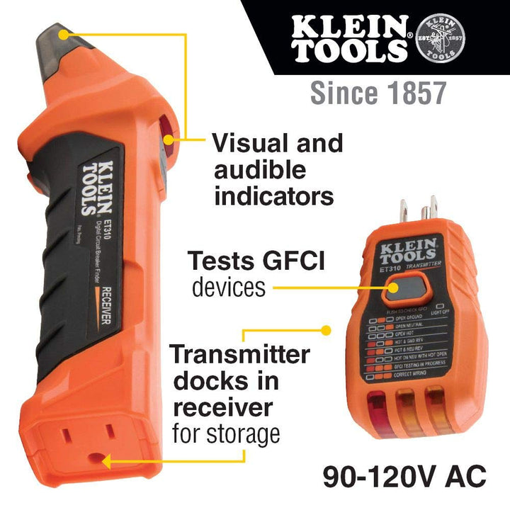 Klein Tools IR10 Infrared Thermometer, Digital Thermometer Gun with Dual Targeting Laser, 20:1 & 80016 Circuit Breaker Finder Tool Kit with Accessories, 2-Piece Set Thermometer+ Kit, 2-Piece Set