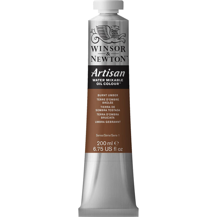 Winsor & Newton Artisan Water Mixable Oil Colour, 6.75-oz (200ml), Burnt Umber 200-ml Tube