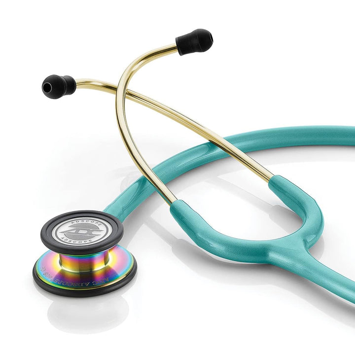 ADC Adscope 608 Premium Convertible Clinician Stethoscope with Tunable AFD Technology, Adult Diaphragm and Adult Bell or Pediatric Diaphragm, 31 inch Length, Iridescent Metallic Caribbean