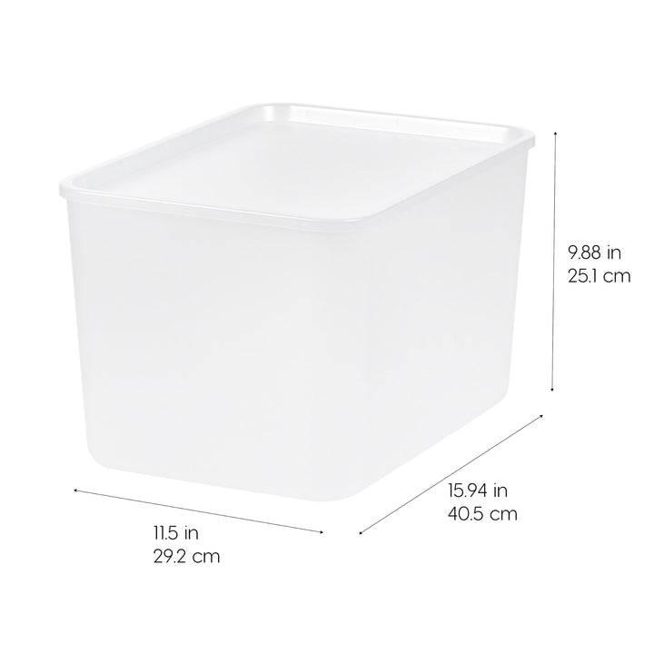 IRIS USA Plastic Modular Basket Bin & Lid, Combo (S/M/L), Stackable Lidded Storage Organizer Bins for-Kitchen-Bathroom and Bedroom, Off White Snap-on Lid