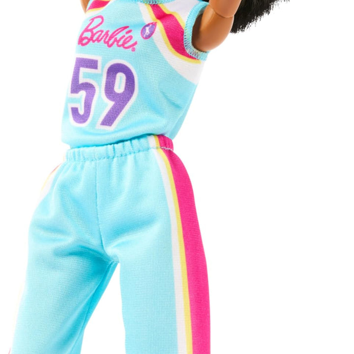 Barbie Careers Fashion Doll & Accessories, Made to Move Brunette Basketball Player Wearing Removable Uniform with Ball, 22 Bendable Joints