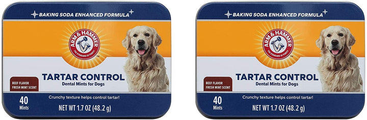 Arm & Hammer for Pets Tartar Control Dental Mints for Dogs | Dog Dental Mints Reduce Plaque & Tartar Buildup for All Dogs | Beef Flavor, 40 Count - Pack of 2 40 Count (Pack of 2)