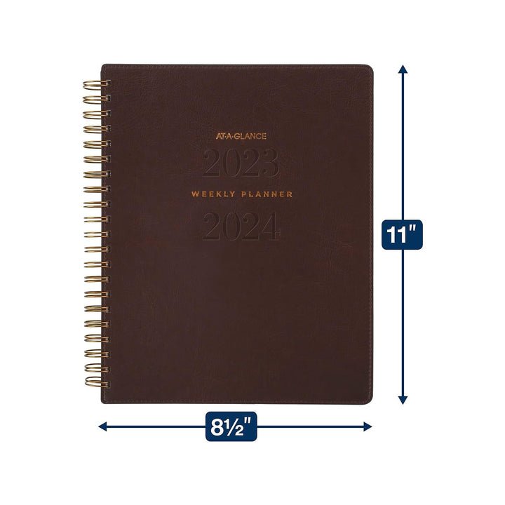 AT-A-GLANCE 2023-2024 Academic Planner, Weekly & Monthly, 8-1/2" x 11", Large, Monthly Tabs, Pocket, Flexible Cover, Signature Collection, Brown (YP905A09) 2023-2024 Old Edition