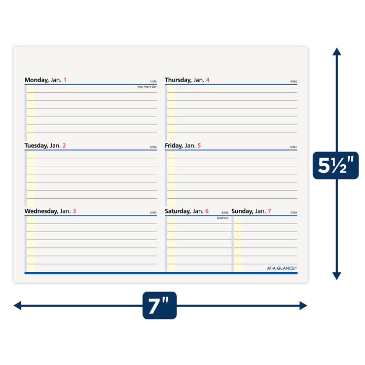 AT-A-GLANCE 2024 Flip-A-Week Weekly Desk Calendar Refill, 5-1/2" x 7", with QuickNotes (SW7065024) 2024 Old Edition