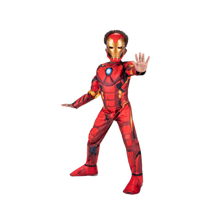 Marvel Iron Man Official Youth Halloween Costume - Premium Quality Padded Jumpsuit with Plastic Mask Medium