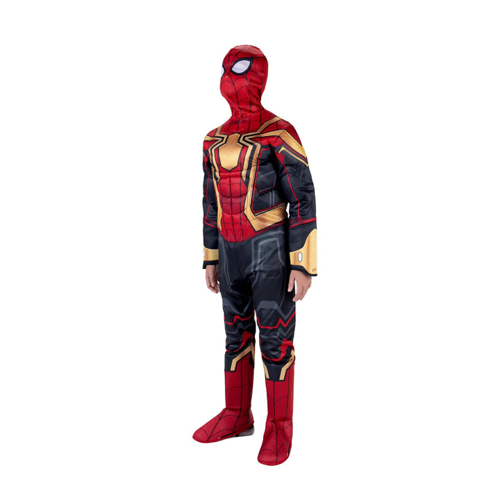 Marvel Integrated Spider-Man Official Youth Halloween Costume - Premium Quality Padded Jumpsuit with Pull On Fabric Mask Small