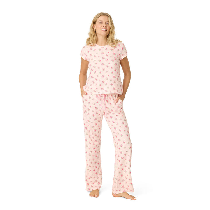 PJ Salvage Women's [ Exclusive] Airy Waffle Pajama 2-Piece Pj Set Small Blush Rose