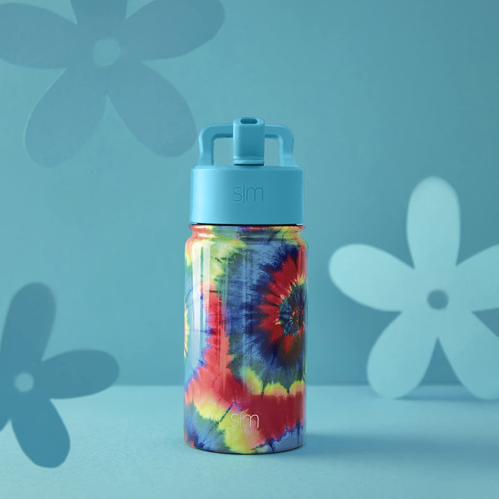 Simple Modern Kids Water Bottle with Straw Lid | Insulated Stainless Steel Reusable Tumbler for Toddlers, Girls | Summit Collection | 14oz, Tie-Dye -Tie-Dye