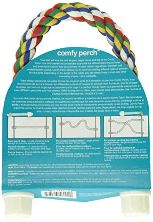 JW Pet Comfy Perch For Birds Flexible Multi-color Rope, Small - 32" Length 32"