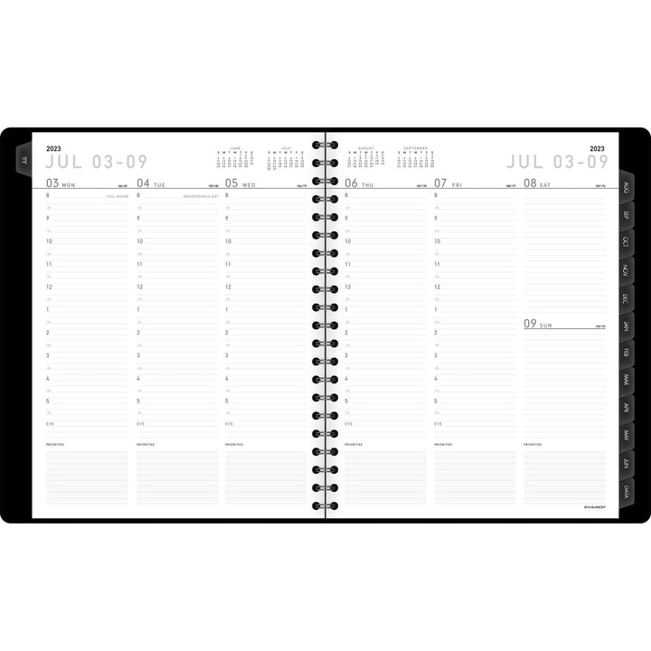 AT-A-GLANCE 2023-2024 Academic Planner, Weekly & Monthly, Half-Hourly Appointment Book, 8-1/4" x 11", Large, Monthly Tabs, Pocket, Flexible Cover, Contempo, Graphite (70957X45)