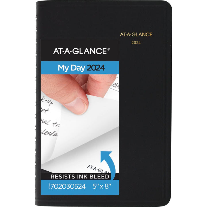 AT-A-GLANCE 2024 Daily Planner, Hourly Appointment Book, 5" x 8", Small, 24-Hour, Black (702030524) 2024 Old Edition