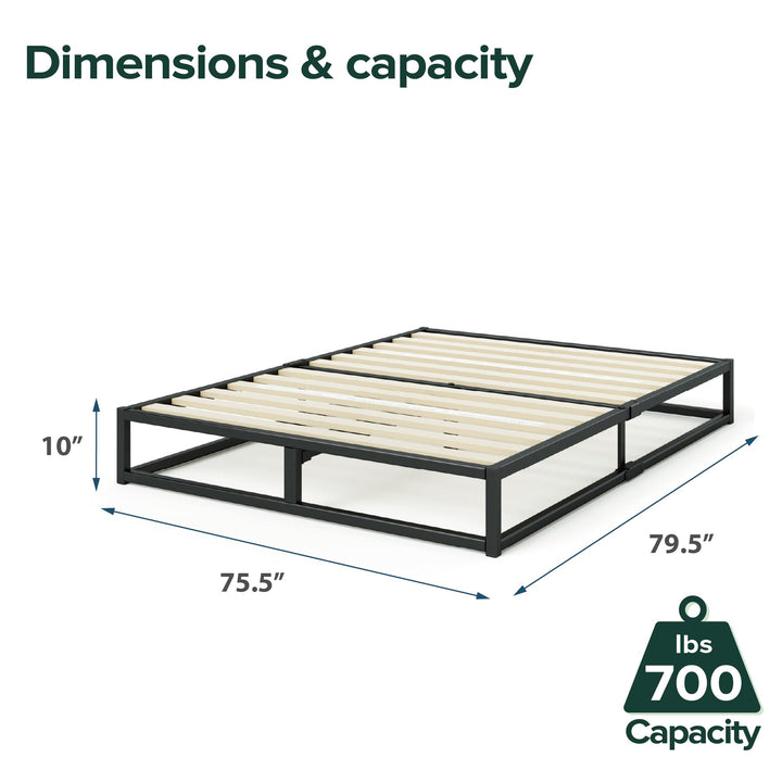 ZINUS Joseph 18 Inch Platform Bed Frame, Wood Slat Support, No Box Spring Needed, Eco Friendly WonderBox(TM) Packaging, Easy Assembly, Black, Queen 18 Inch Bed Frame New Small Box