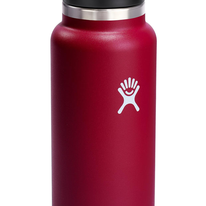 Hydro Flask Stainless Steel Wide Mouth Water Bottle with Flex Straw Lid and Double-Wall Vacuum Insulation Berry 40 Oz