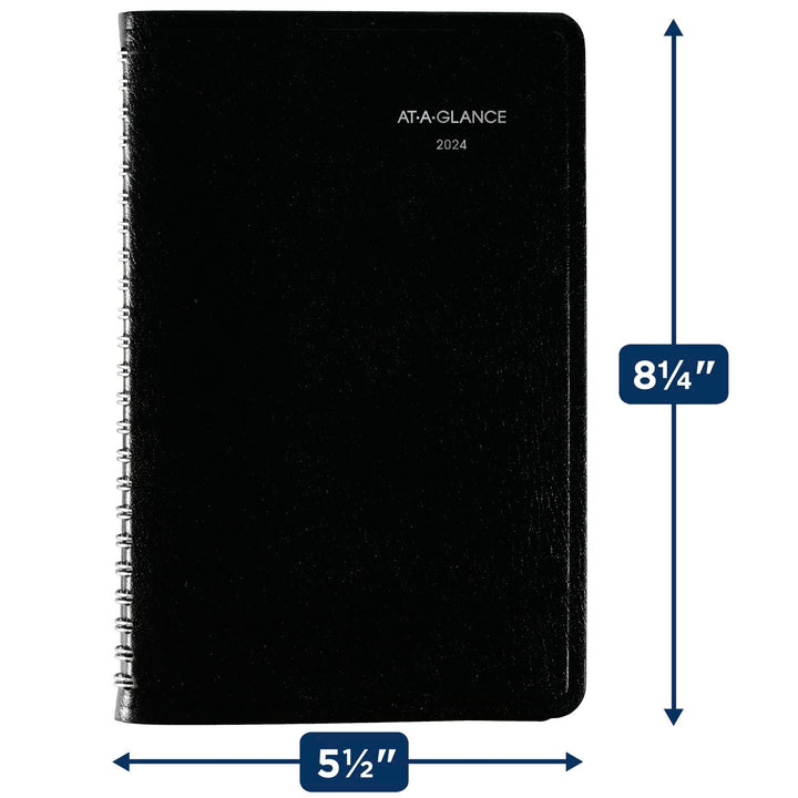 AT-A-GLANCE 2024 Weekly Appointment Book & Planner, DayMinder, 5" x 8", Small, Spiral Bound, Black (G2000024) 2024 New Edition