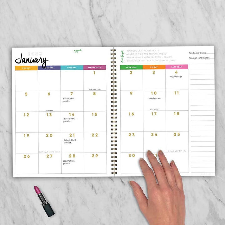 2020 Gold Dot Strokes Large Weekly Monthly Planner