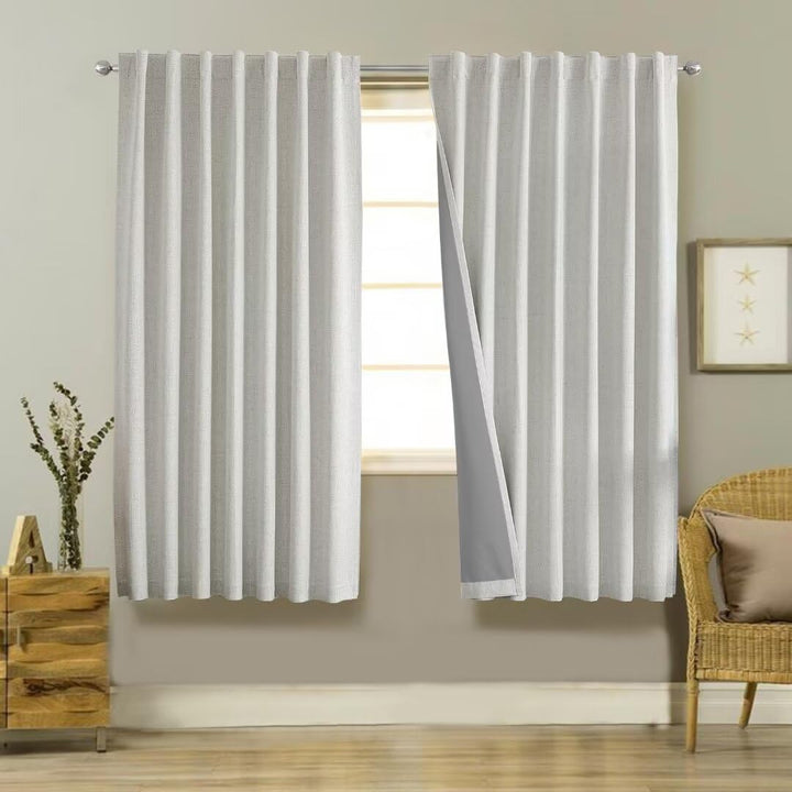 Joydeco 100% Black Out Curtains 63 inch Long 2 Panels Burg Natural Blackout Linen Drapes for Bedroom Living Room Darkening Curtain Thermal Insulated Back tab Rod Pocket(37x63 inch,Sage Green) Sage Green 37"W x 63"L (Pack of 2)