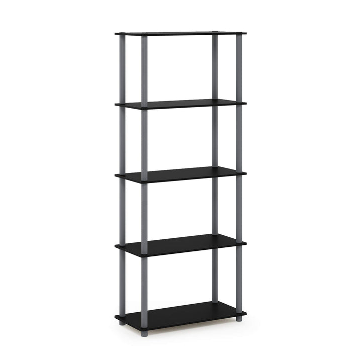 Furinno Turn-N-Tube 5-Tier Multipurpose Shelf / Display Rack / Storage Shelf / Bookshelf, Classic Tubes, Sonoma Oak/White 5-Tier Classic Tube