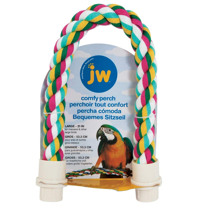 JW Pet Comfy Perch For Birds Flexible Multi-color Rope, Large - 21" Length 21"