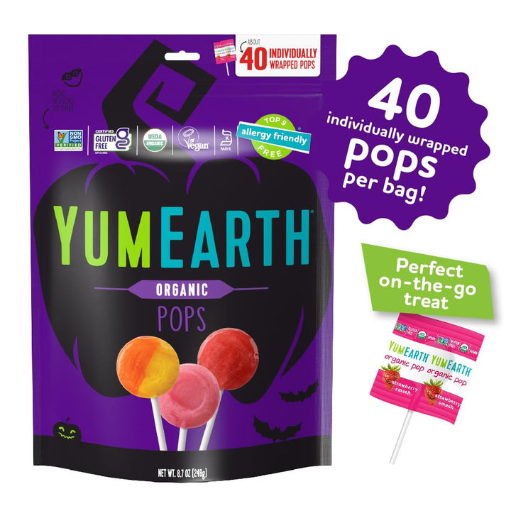 YumEarth Organic Halloween Lollipops, 40 lollipops 40 Count (Pack of 1)