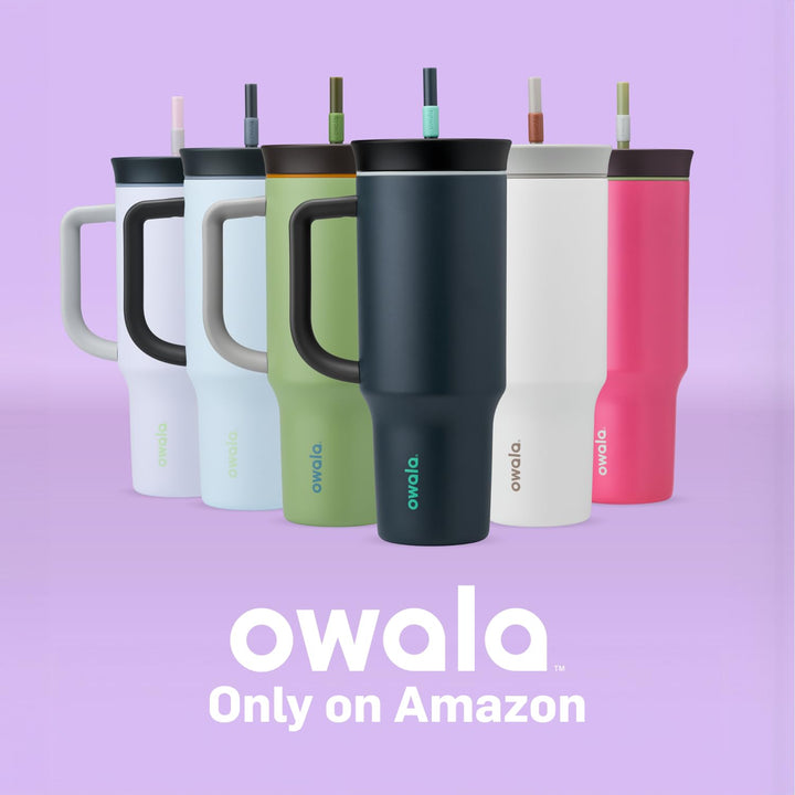 Owala Stainless Steel Triple Layer Insulated Travel Tumbler with Spill Resistant Lid, Straw, and Carry Handle, BPA Free, 40 oz, Pink (Watermelon Breeze)