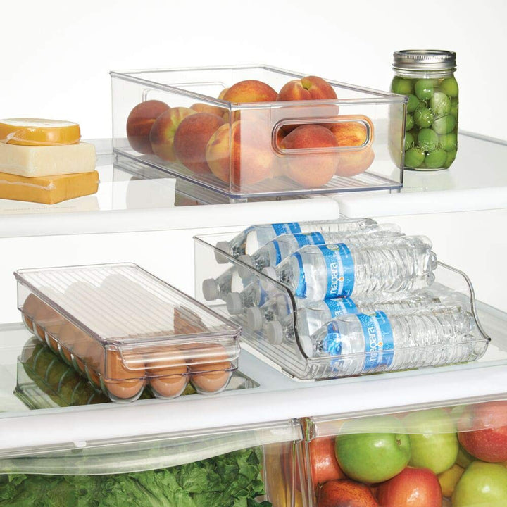 iDesign Recycled Water Bottle Organizer Bin for Kitchen, Basement, Garage Fridge, Set of 1, Clear Plastic Holder