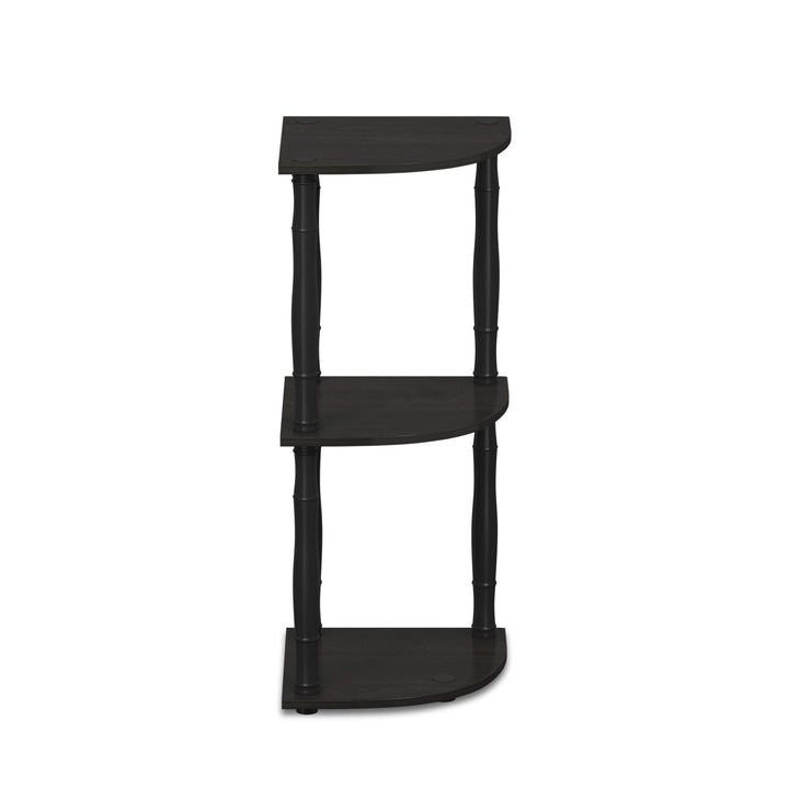 Furinno Turn-N-Tube 4-Tier Corner Display Rack Multipurpose Shelving Unit, Dark Brown Grain/Black 4-Tier Round Tube