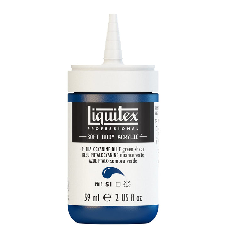 Liquitex Professional Soft Body Acrylic Paint, 59ml (2-oz) Bottle, Phthalocyanine Blue (Green Shade) 2-oz Bottle Phthalocyanine Blue (Green Shade)