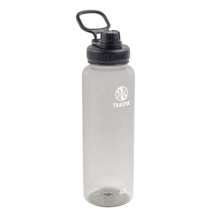 Takeya 40 oz Tritan Plastic Sport Water Bottle with Spout Lid, Premium Quality, BPA Free Food Grade Materials, Stormy Black