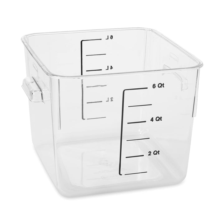 Rubbermaid Commercial Products Plastic Space Saving Square Food Storage Container For Kitchen/Sous Vide/Food Prep,Lids not included (Sold separately), 6 Quart, Clear (Fg630600Clr) 6 Qt.