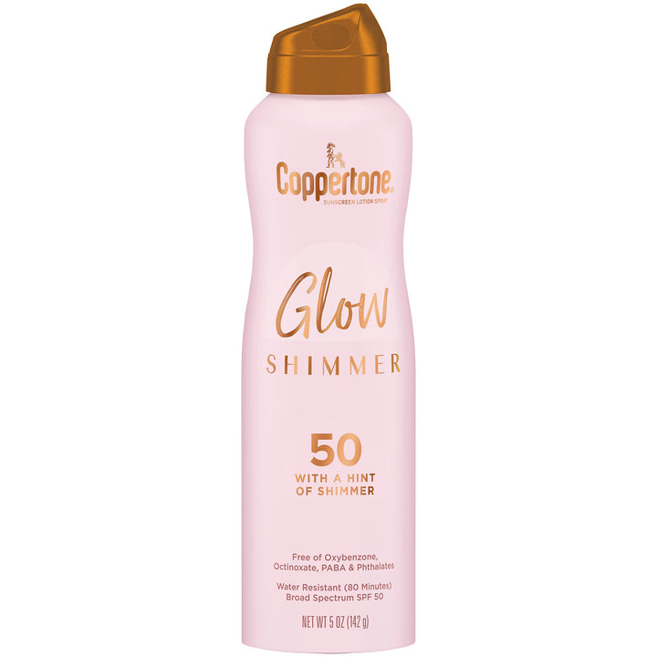 Coppertone Glow with Shimmer Sunscreen Spray SPF 50, Water Resistant Spray Sunscreen, Broad Spectrum SPF 50 Sunscreen Pack, 5 Oz Spray, Pack of 2 5 Ounce (Pack of 2)