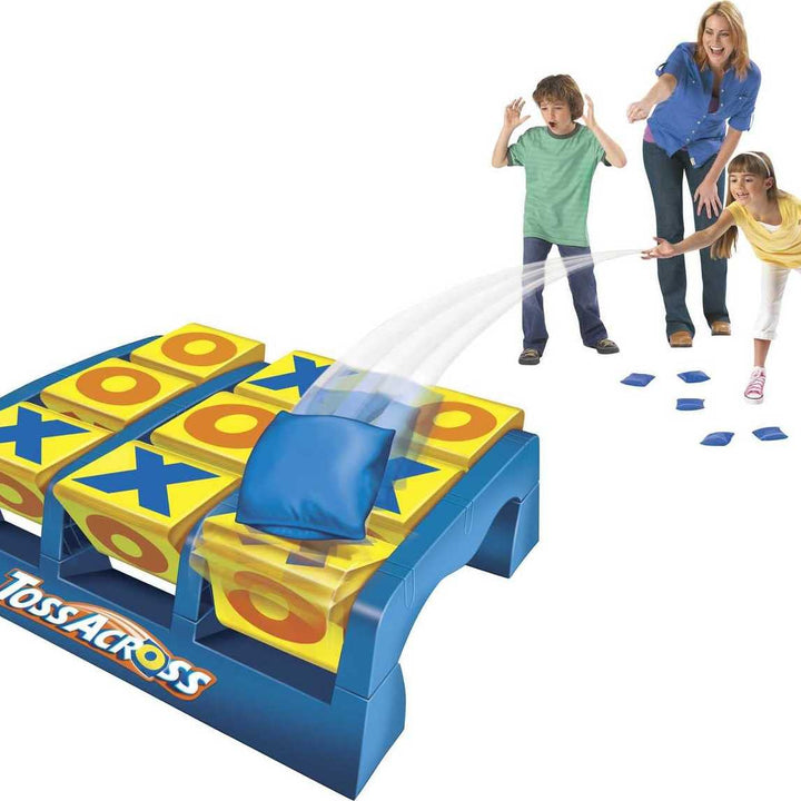 Bundle of Mattel Games Toss Across Kids Outdoor Game, Bean Bag Toss, Get Three-in-a-Row 2-4 Players + Bounce-Off Duel 2-Player Game for Kids, Teens & Adults, Slam The Paddles & Balls Pop Out Toss Across + Bounce-off Duel