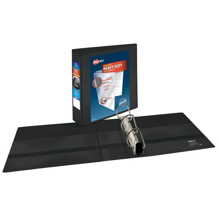 Avery Heavy-Duty View 3 Ring Binder, 3 Inch One Touch Slant Rings, 3.5" Spine, 1 Black Binder (79100)