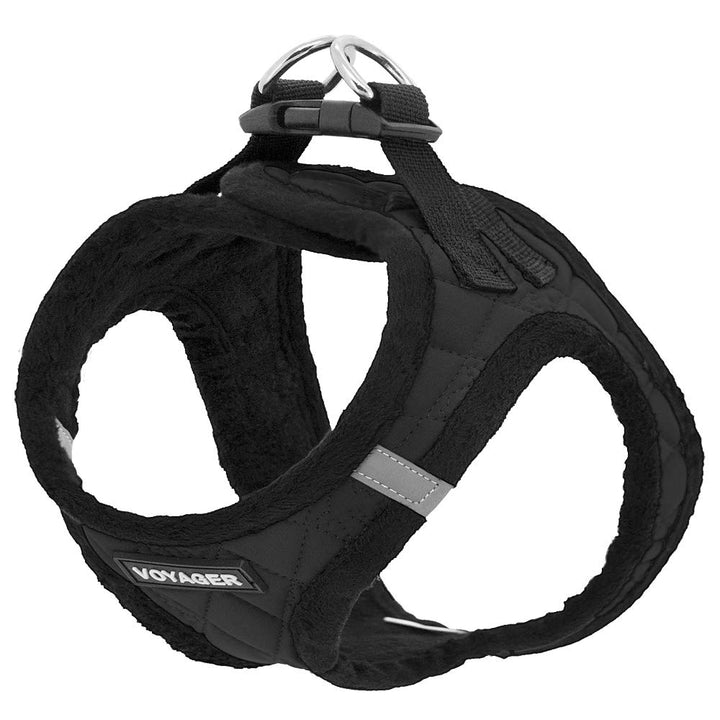 Voyager Step-In Plush Dog Harness  Soft Plush, Step In Vest Harness for Small and Medium Dogs by Best Pet Supplies - Harness (Black Plush), L (Chest: 18 - 20.5")